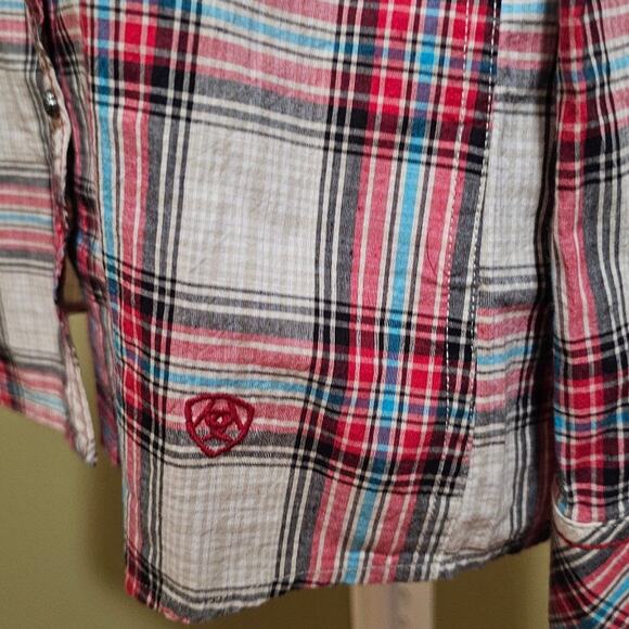 Ariat Women's Embroidered Metal Snap Button Top Women's Size L Western Cowgirl - Picture 5 of 10